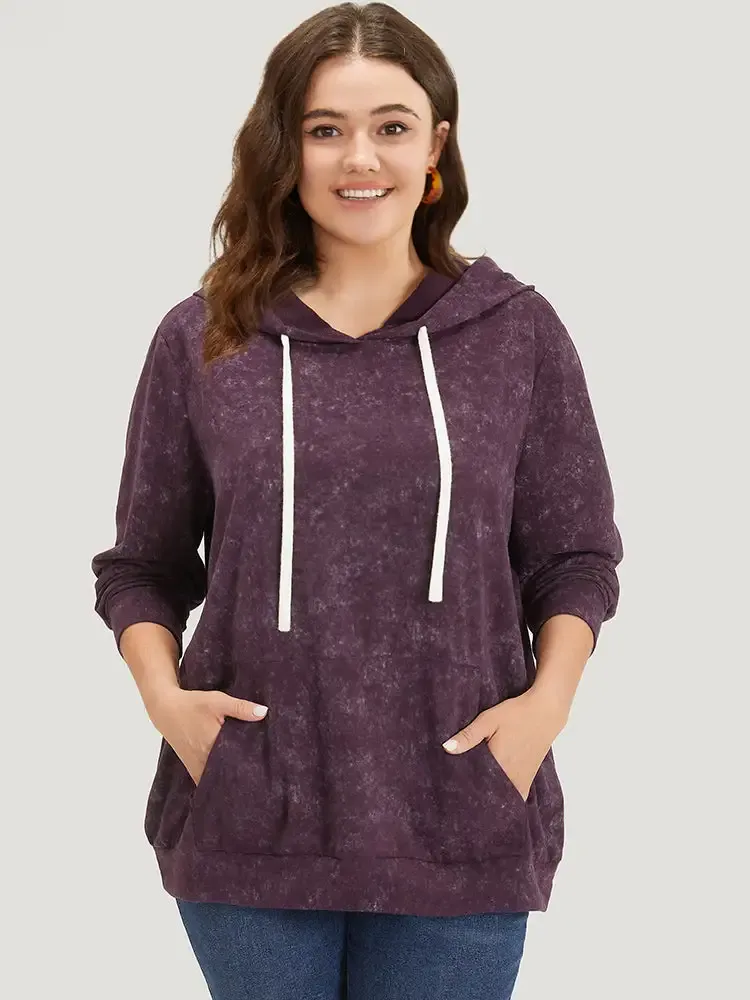 Hooded Ties Pocket Elastic Cuffs Sweatshirt