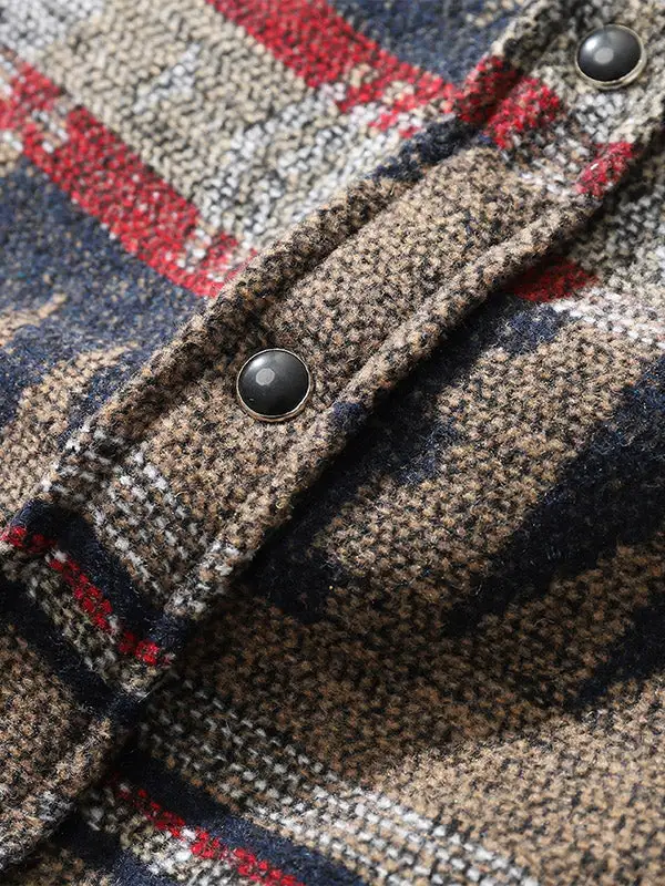 Men's Western Classic Geometric Ethnic Blend Wool Jacket