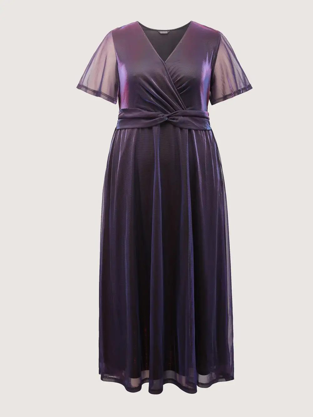 Shimmery Lined Shirred Waist Pockets Maxi Dress