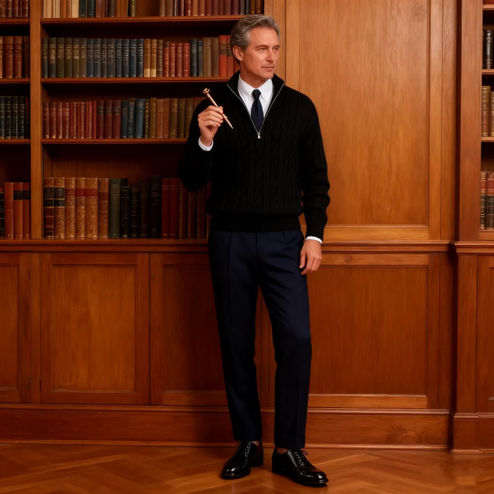 🔥5 PACK ＄29.9🔥Men's solid color Quarter Zipper  Sweater