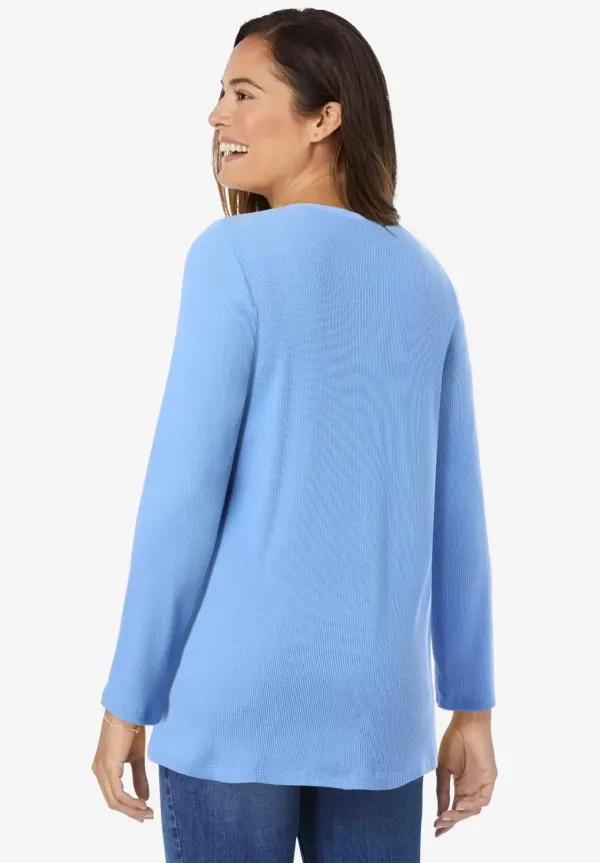 Embroidered Thermal Henley Tee