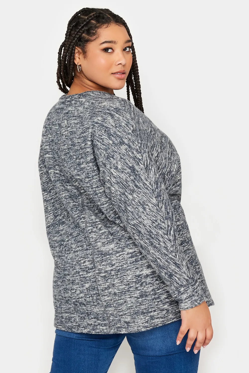 YOURS LUXURY Curve Grey Front Seam Detail Jumper