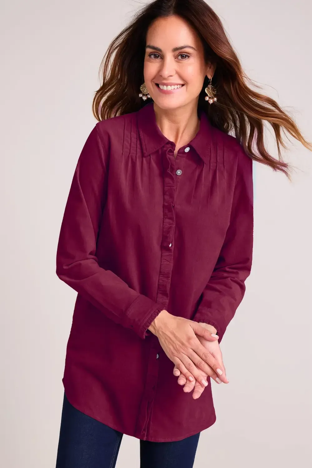 Stretch Cord Long Sleeve Big Shirt