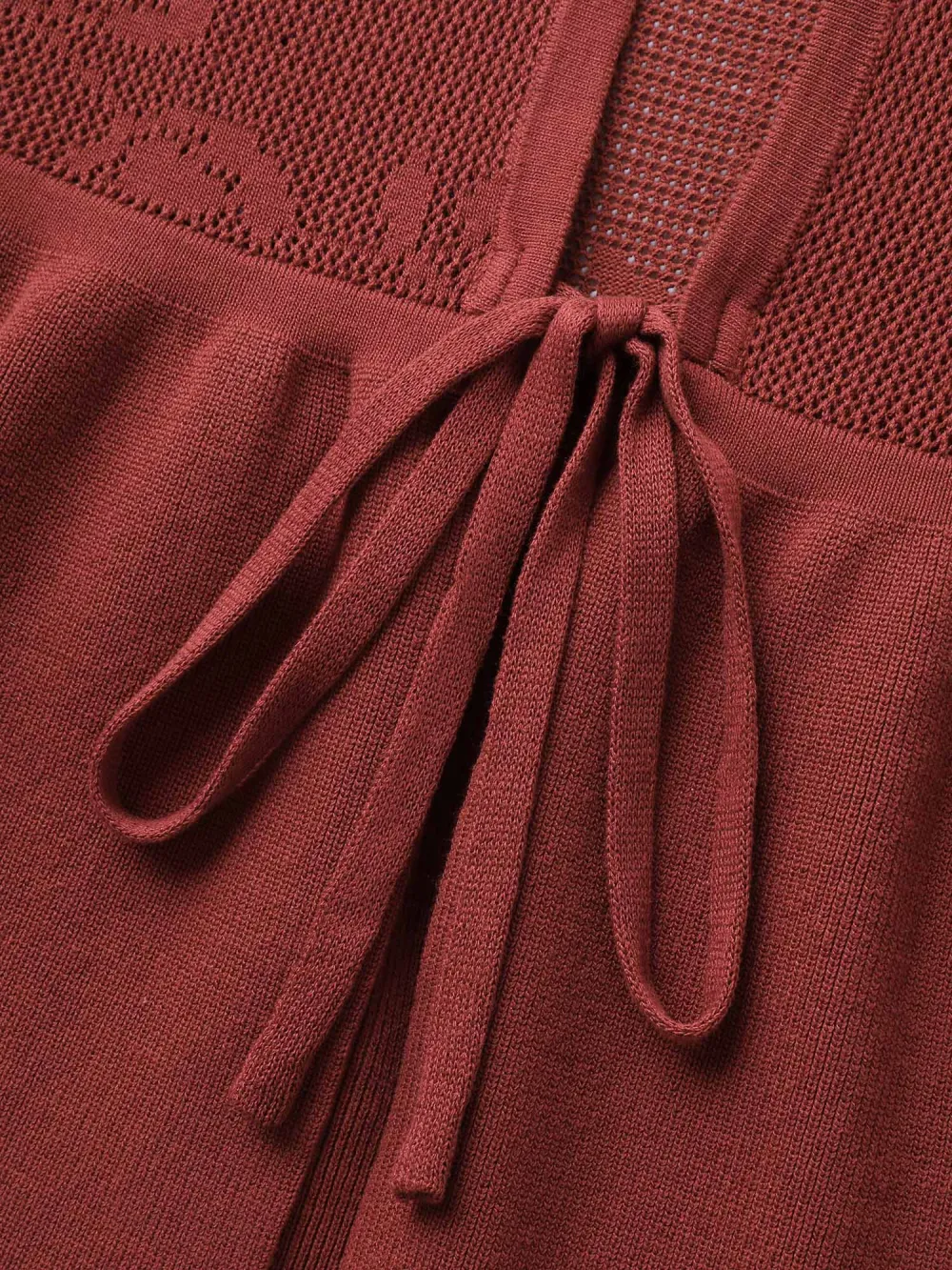 Eyelet Jacquard Ruffled Hem Knit Cardigan