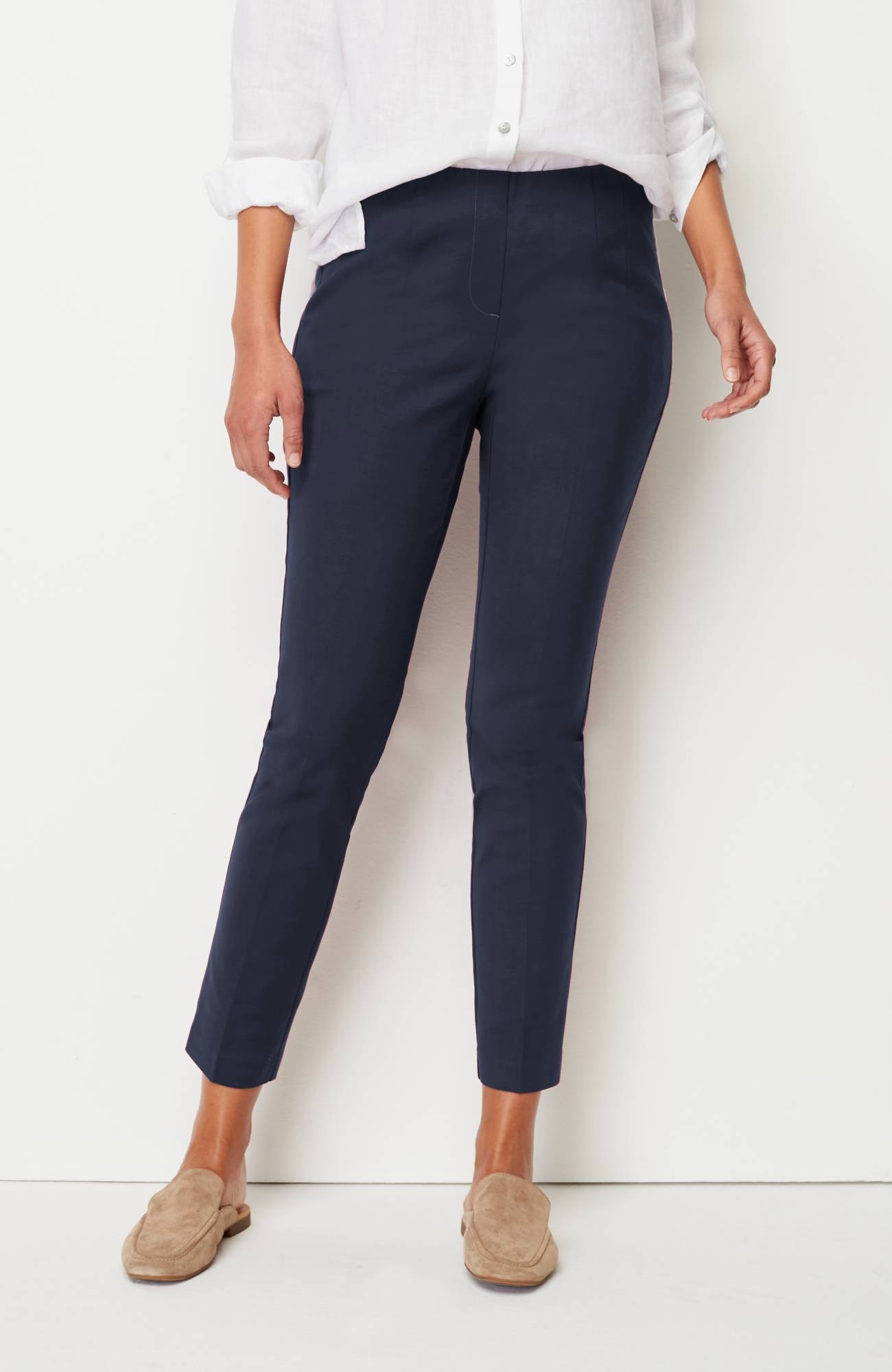 Versatile Cotton-Stretch Slim-Leg Pants