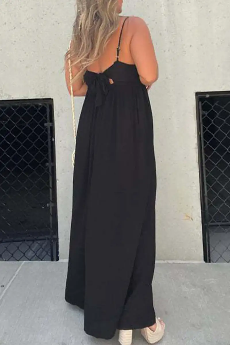 Casual Solid Pocket Fold V Neck Loose Jumpsuits(9 Colors)