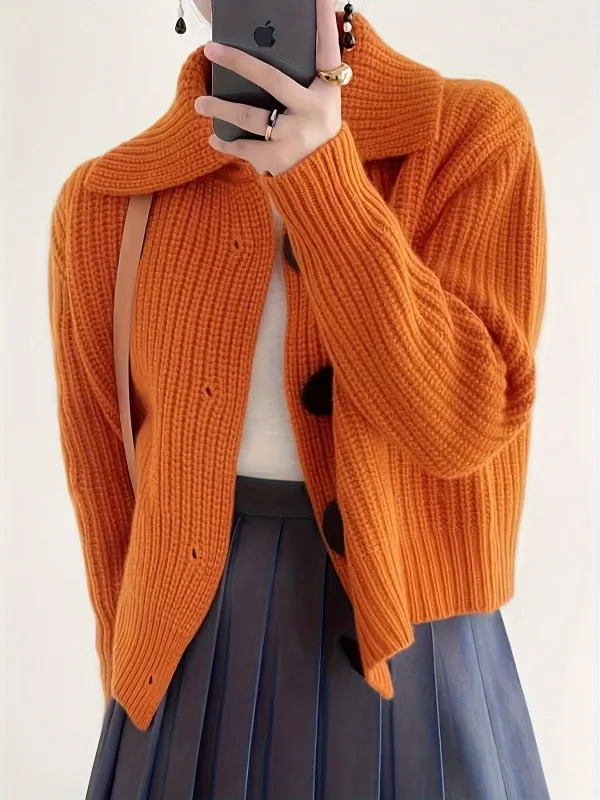 Cozy Ribbed Knit Single Breasted Cardigan - Soft, Versatile, and Warm Long Sleeve Cardigan for Fall and Winter