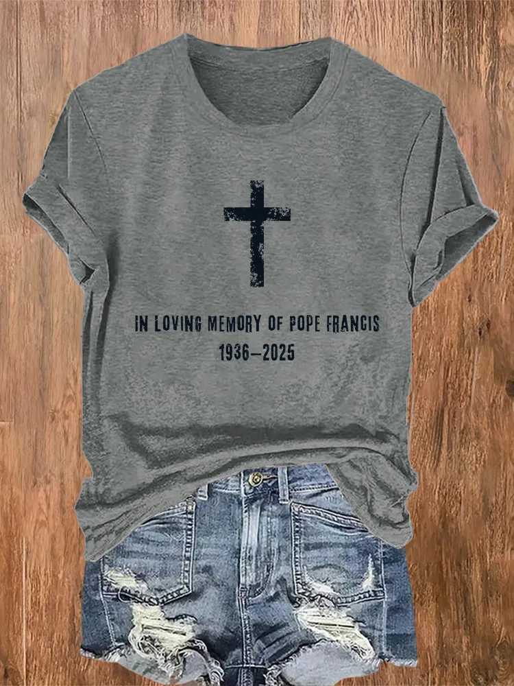 Women's In Loving Memory Of PF 1936-2025 Print Short Sleeve Round Neck Cotton T-Shirt