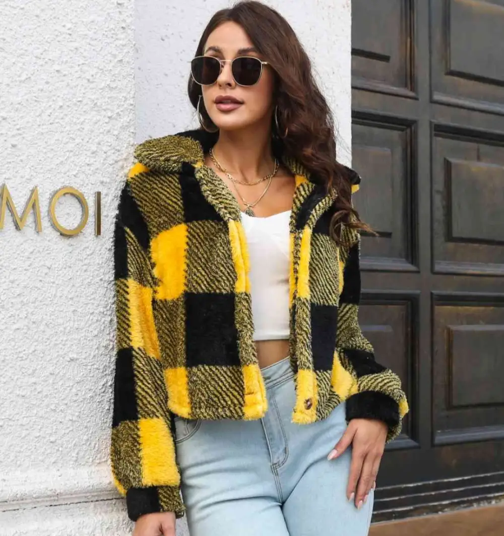 Bumblebee Plaid Buttoned Jacket