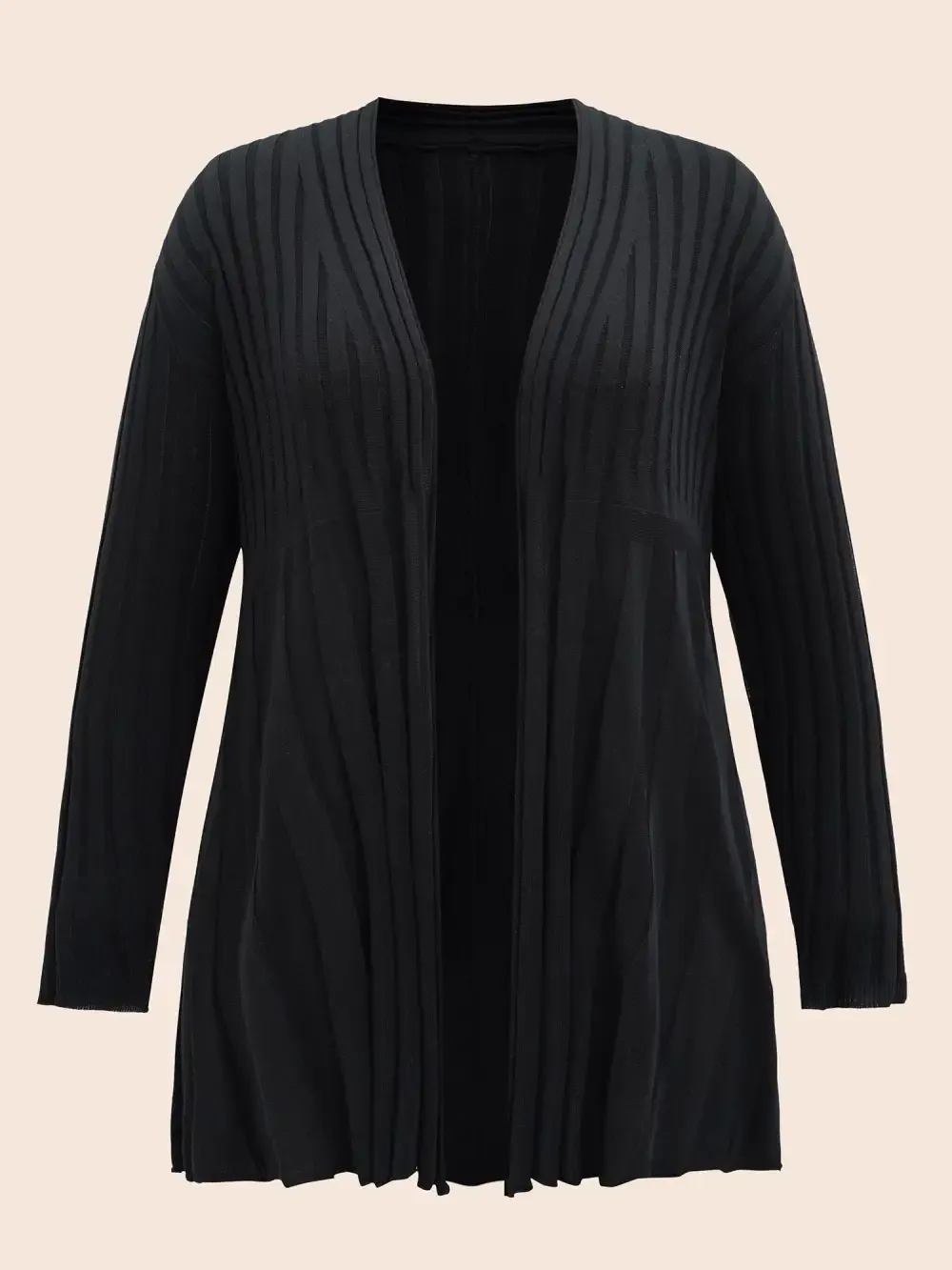 Plain Textured Kimono Collar Cardigan