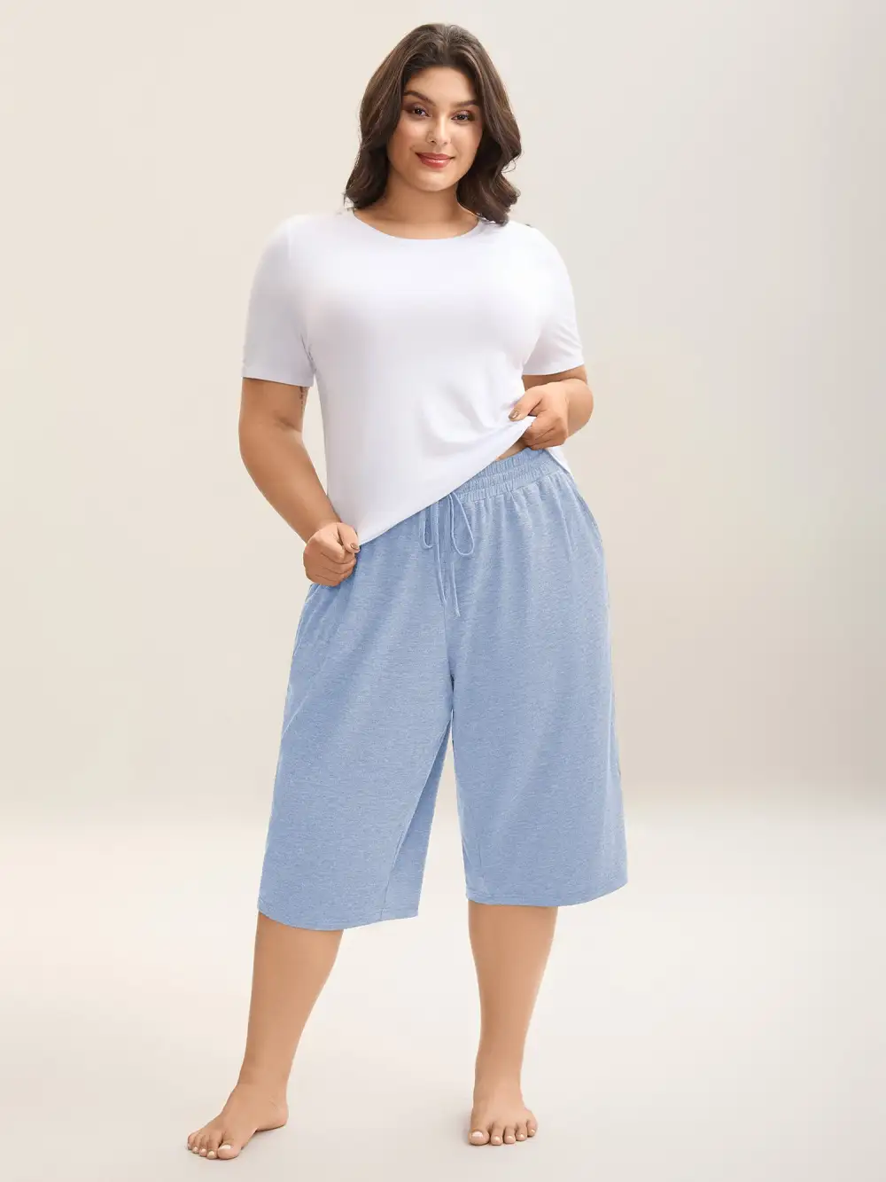 Mixed Color Knit Drawstring Loungewear Bottoms