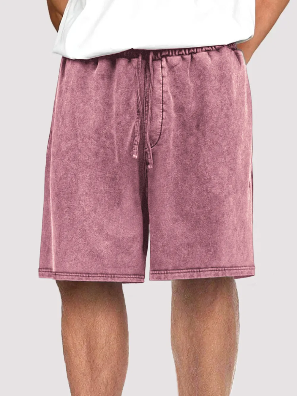 Men's Vintage Distressed Drawstring Stylish Washed Casual Textured Shorts With Side Pockets