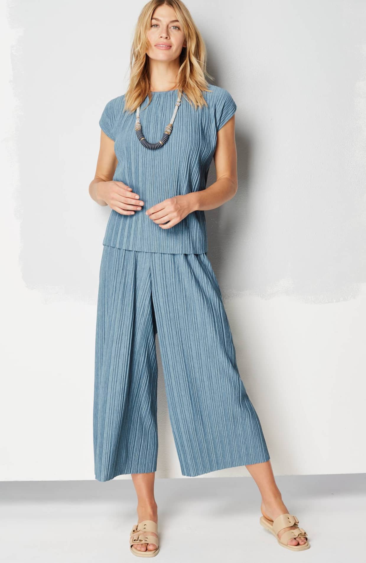 pure jill pleated jersey-knit crops