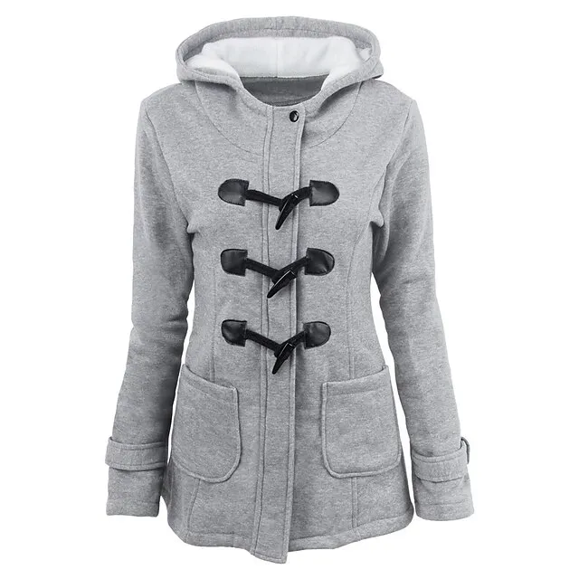 Women's Winter Coat Cropped Hooded Coat Thermal Warm Heated Jacket Fall Casual Street Jacket Long Sleeve with Pockets Black Army