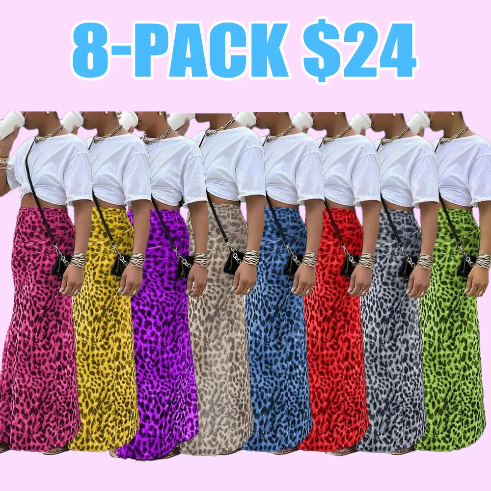 Women's Leopard Print High Waist Bodycon Skirt – Stylish Summer Casual Long Skirt