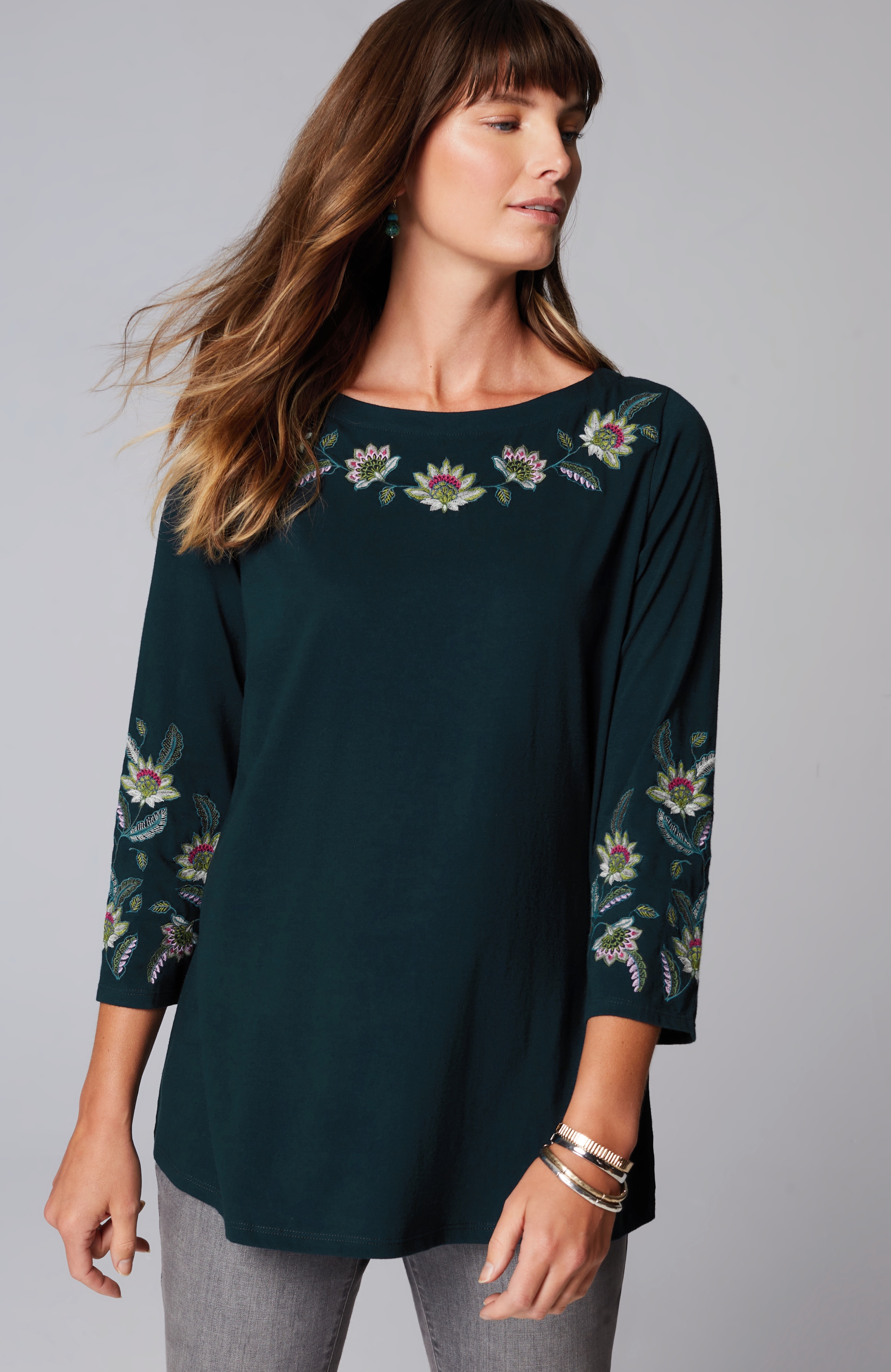 Multicolor-Embroidered Top