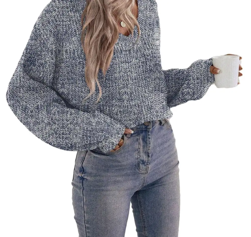 Casual Plain V neck Pullovers Long Sleeve Brown Women Sweaters (Women's)