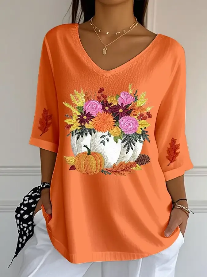 Women's Casual Autumn Print Sleeve Top