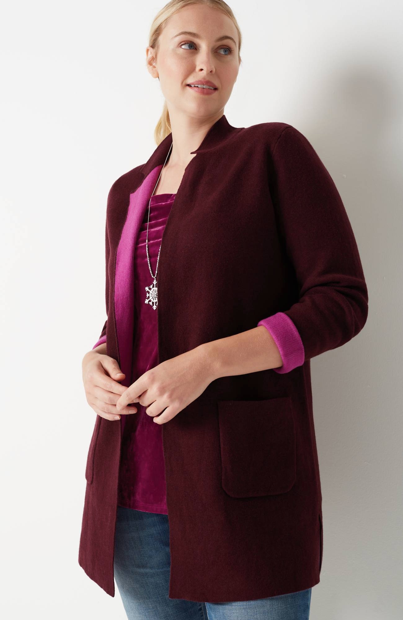 majestic open-front cardi