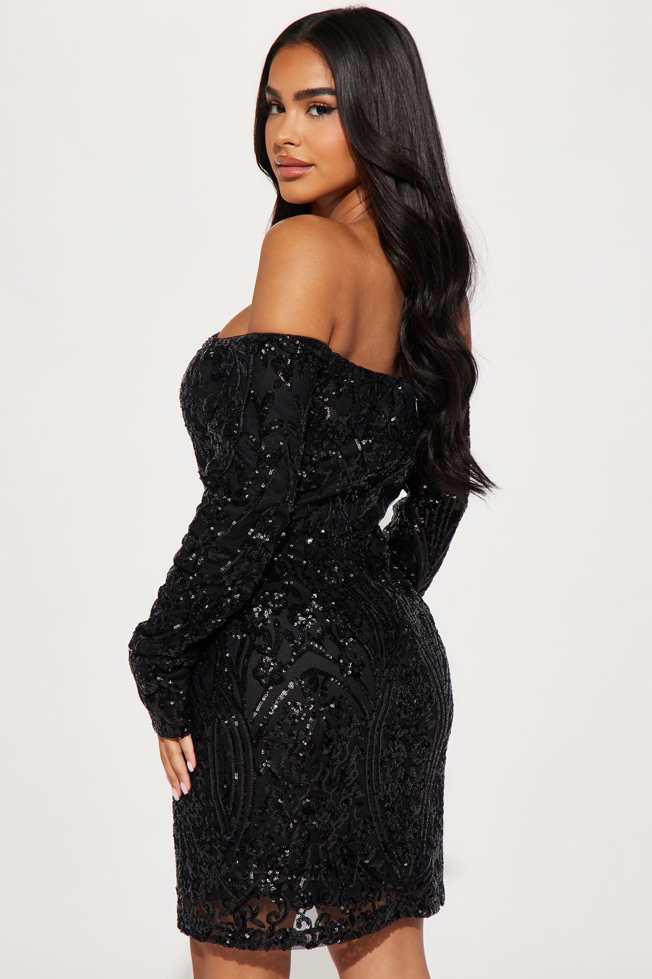 Violet Sequin Mini Dress - Black