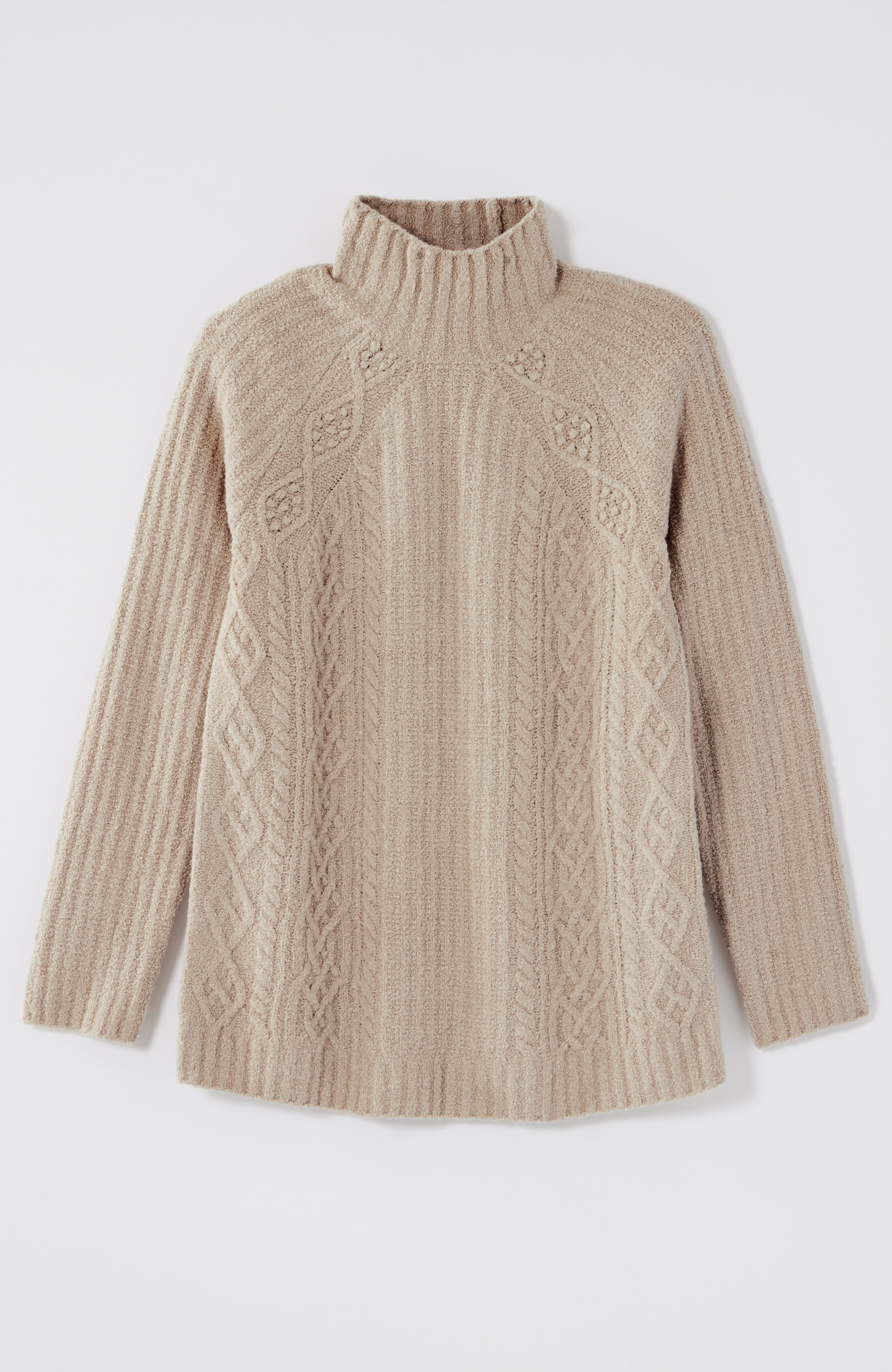 Mixed-Textures High-Neck Sweater