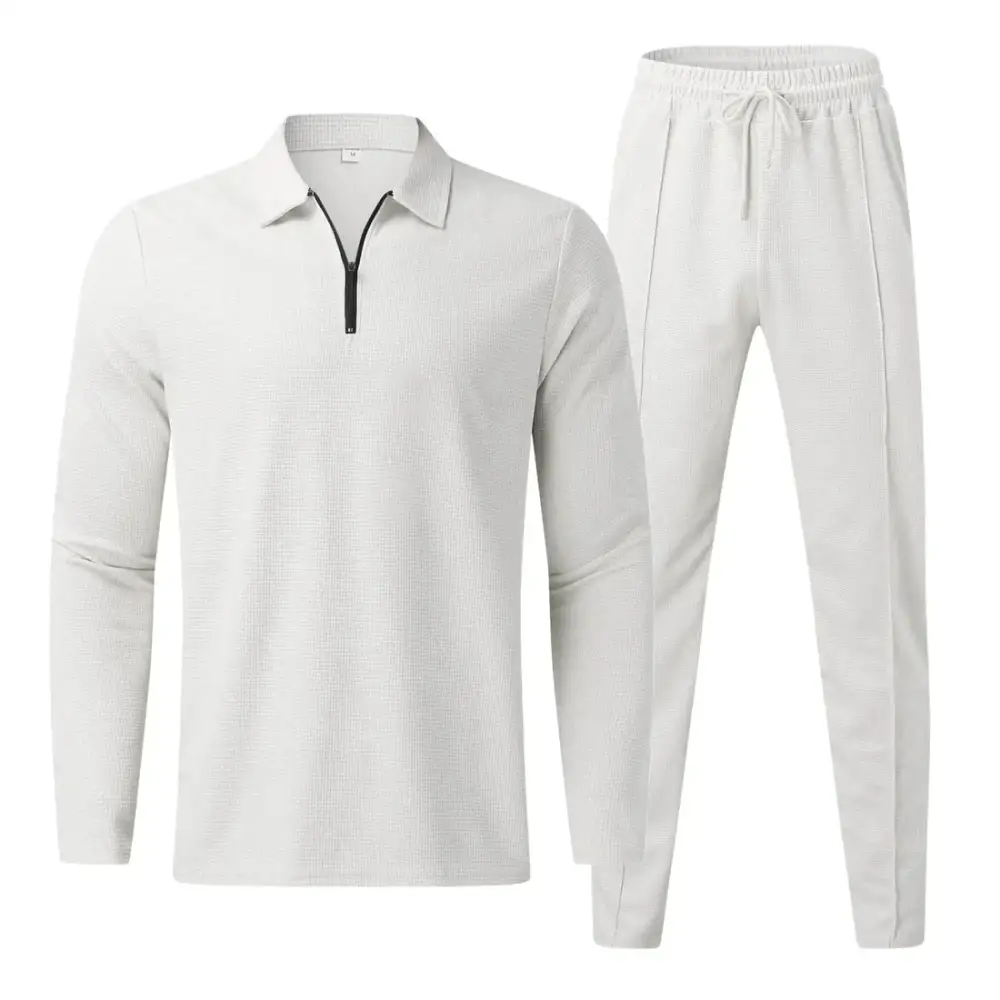 Matching Set for Men,Casual Fashion Long Sleeve Polo Shirt and Pants 2 Piece Outfits,Athletic Jogging Suits