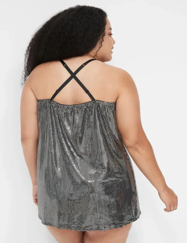 Metallic Cowlneck Slip