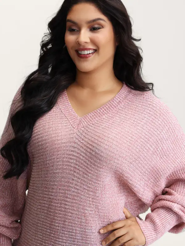 Heather Textured Dolman Sleeve Pullover