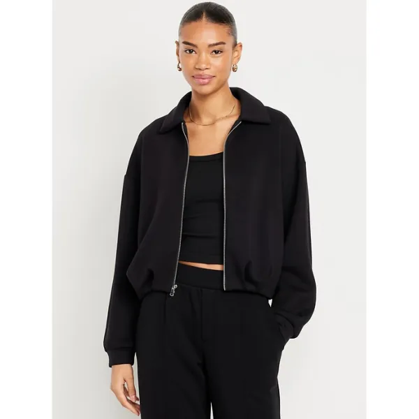 Zipped Jacket and Wide-Leg Pants Two-Piece Set