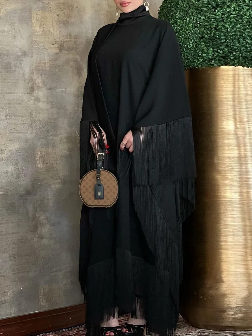 Tassel Fashion Bat Sleeve Long Dress