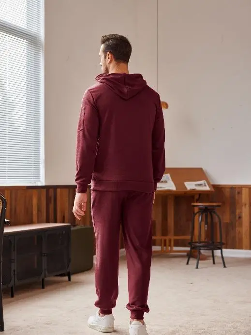 Men's Tracksuit Hoodie Set Hooded Athletic Sweatsuits Casual Running Jogging Sport Suit Sets Classic Menswear Cotton Elastic