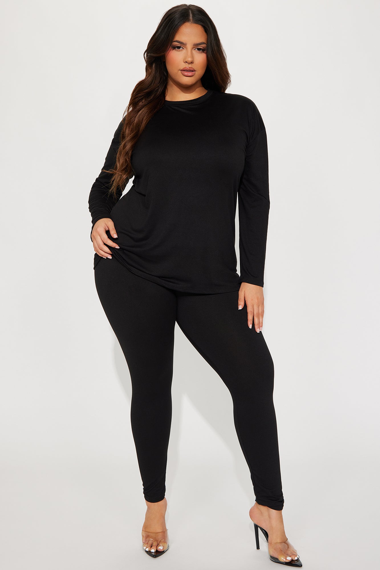 Weekend Vibes Long Sleeve Set - Black