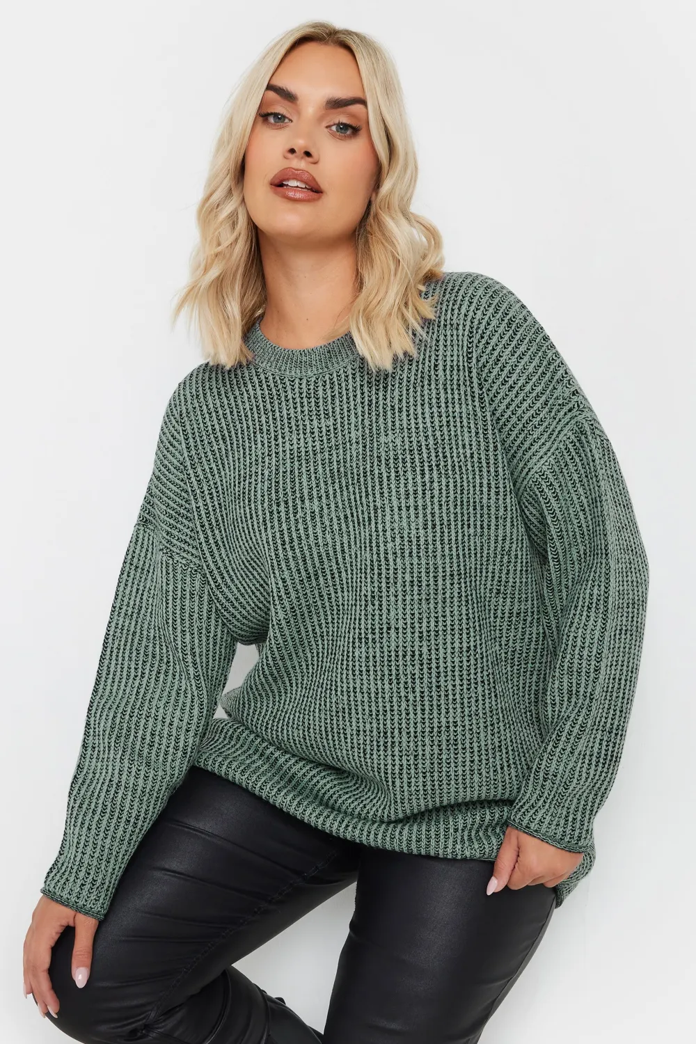YOURS Curve Navy Blue Drop Shoulder Knitted Jumper