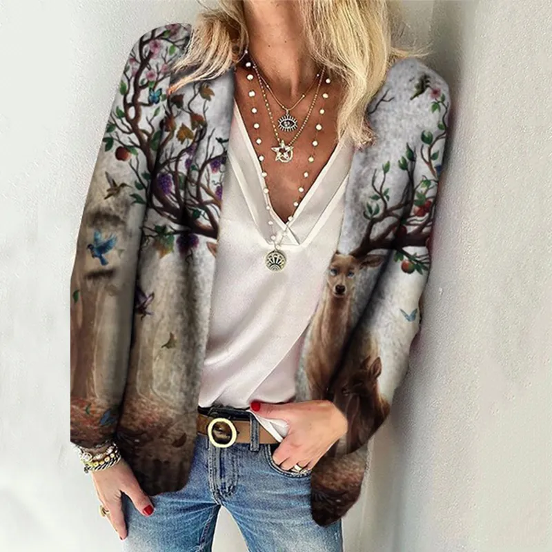 Fashion Loose Printed Sweater Cardigan