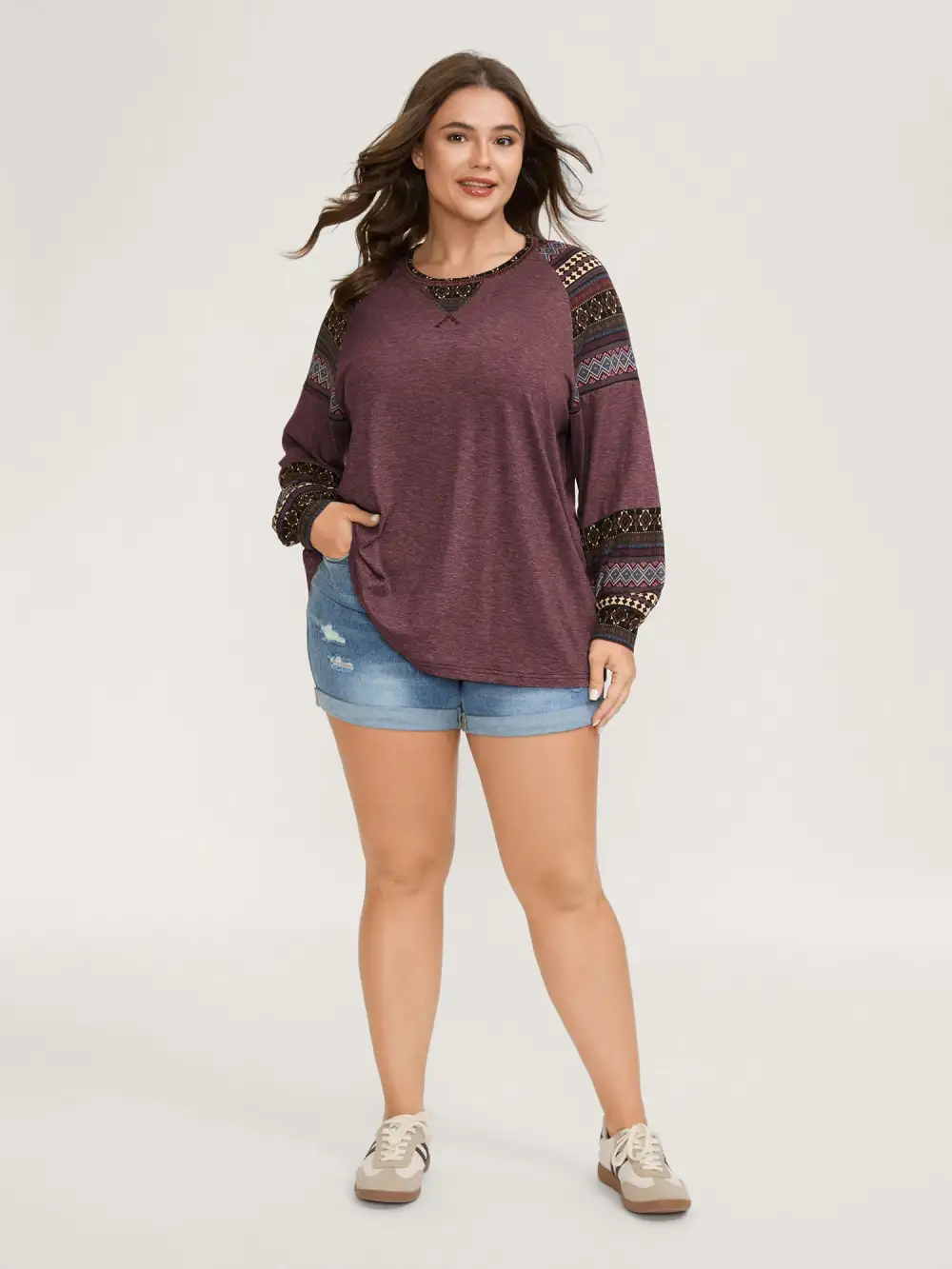 Supersoft Boho Stripes Spliced T-Shirt