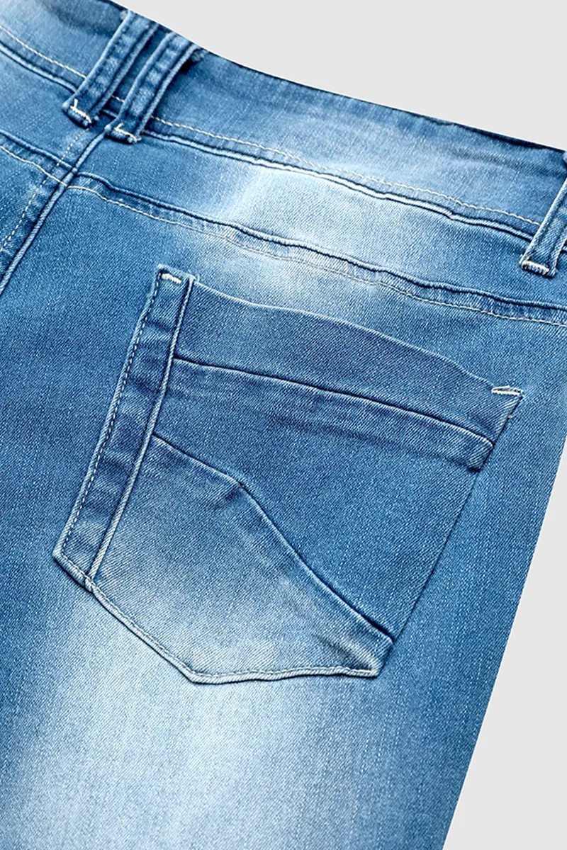 Distressed Low Waist Wash Bootcut Jeans