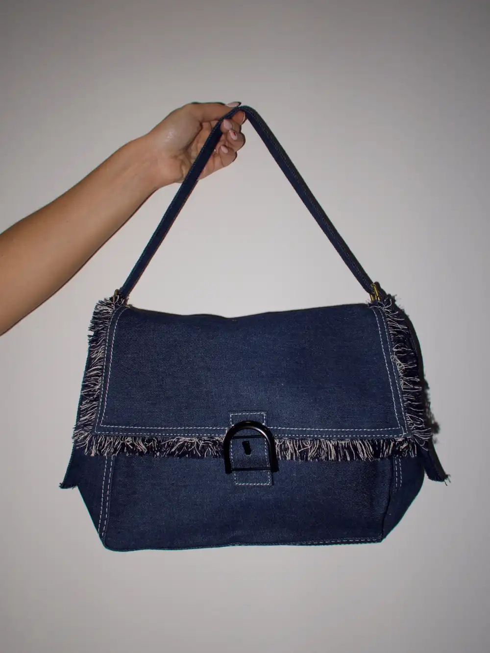 Denim Tassel Shoulder Bag