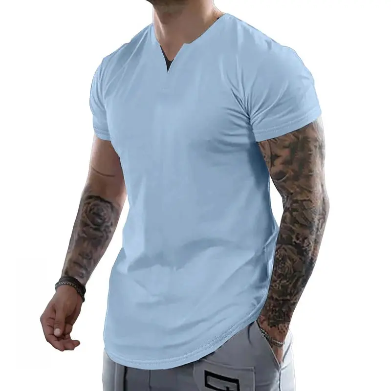 Men's Slim Fit V-Neck T-Shirt – Soft Short Sleeve Tee for Gym & Casual Wear