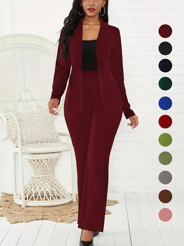 Women's Two-Piece Blazer & Suit Pants - Elegant Business Casual