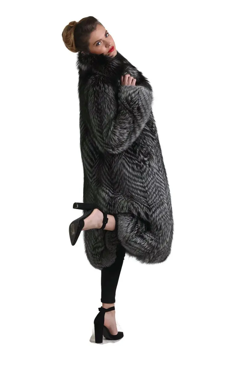 Silver Fox Fur Full Length Jacket