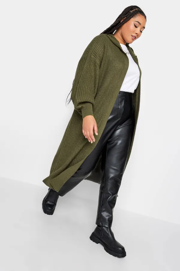 YOURS Curve Black Hooded Longline Cardigan