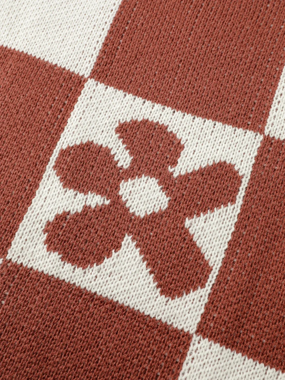 Checkered Floral Stripe Sleeve Jacquard Pullover