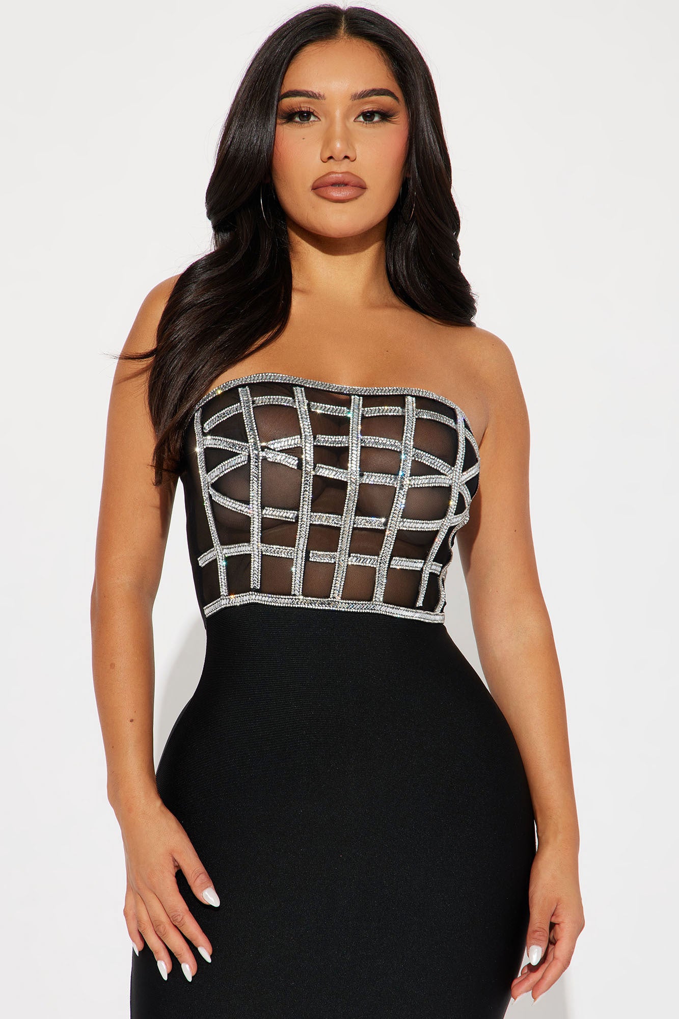 Stacy Embellished Mini Dress - Black