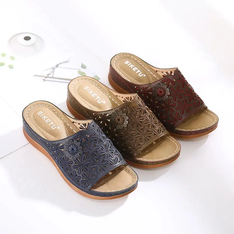 Leather Embroidery Women Sandals