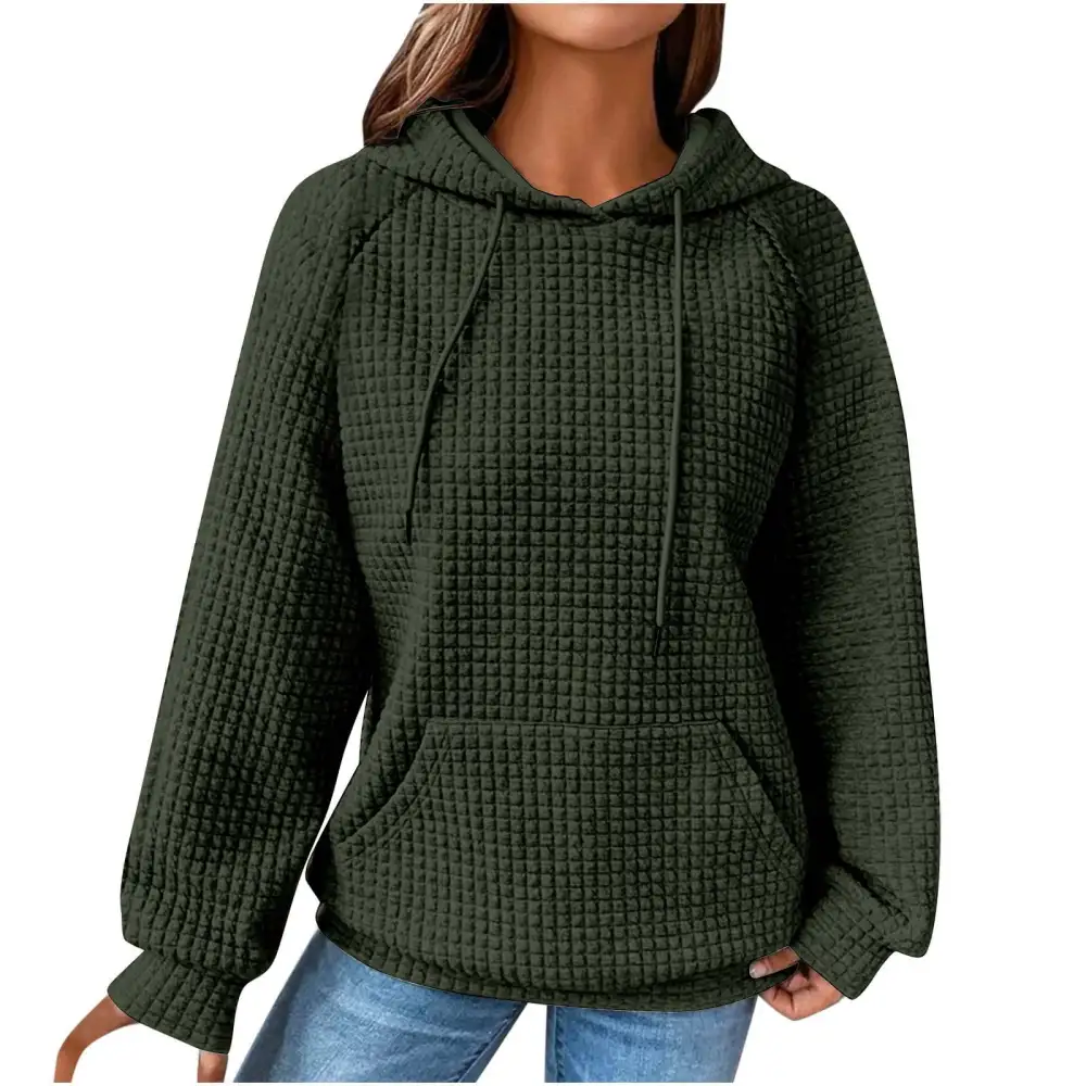 Sweaters for Womens Clearance,Women's Solid Raglan Sweater Hooded Sweater Long Sleeve Top Sweater Deals for Winter 2024 on Sale