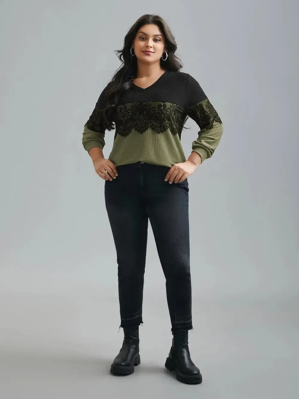 Crochet Lace Mesh Contrast Patchwork Top