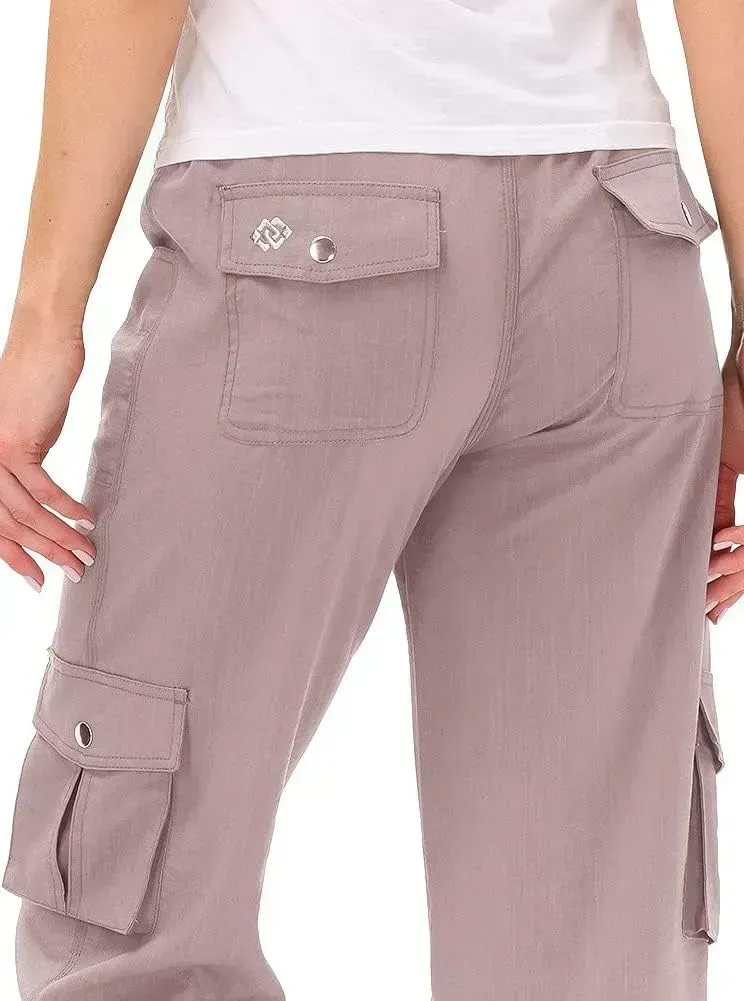 MoFiz Womens Capris with Pockets Loose Fit Casual Capri Pants Dressy Lightweight Ladies Baggy Cargo Pants for Hiking