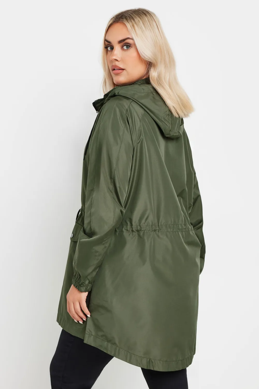YOURS Curve Black Drawstring Lightweight Parka Jacket