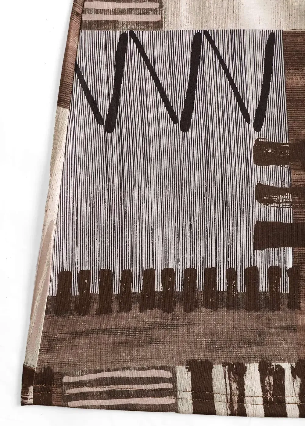 Gray Brown Patchwork Geometric Print A Line Sleeveless Dress