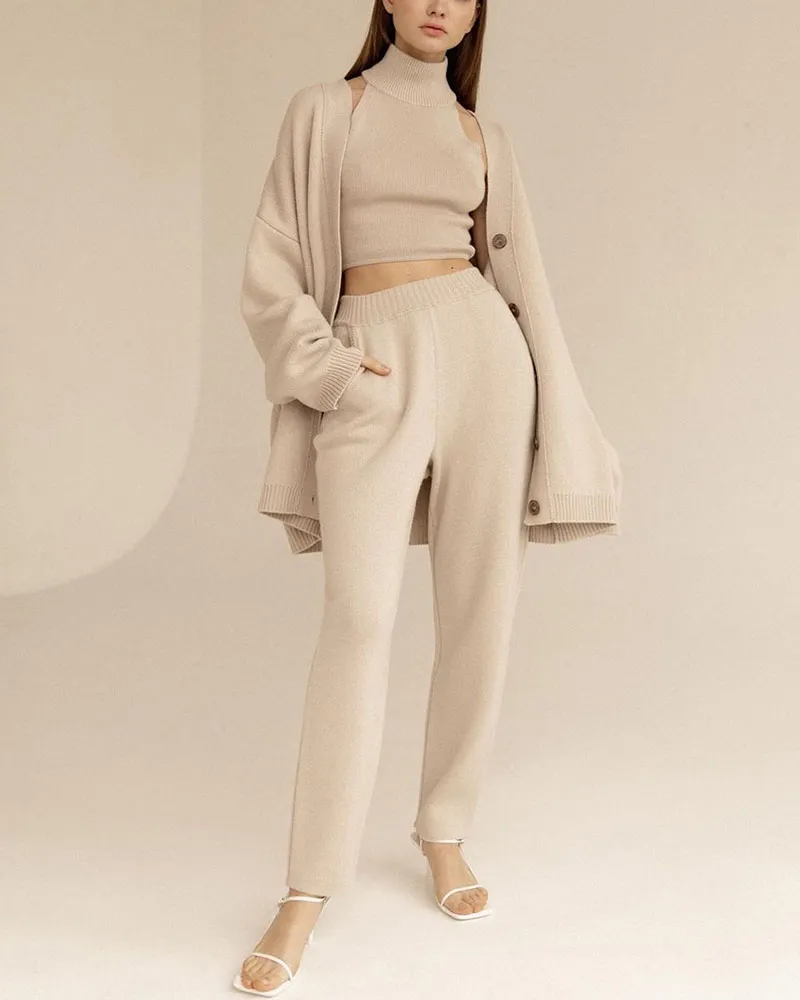 Casual Knitted Three Piece Set